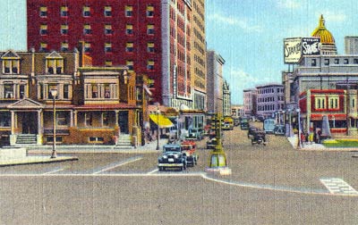 The Intersection of Broadway & Penn Street, 1930s, looking south