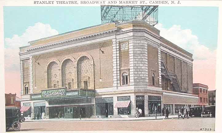 Stanley Theater, NW corner of Broadway and Market Street, 1926 or 1927 postcard