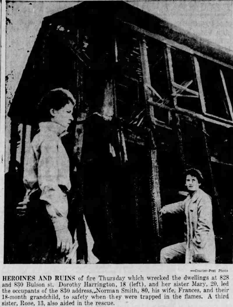 Heroines and Ruins — fire at 828 and 830 Bulson Street, Camden Courier-Post, October 12, 1956