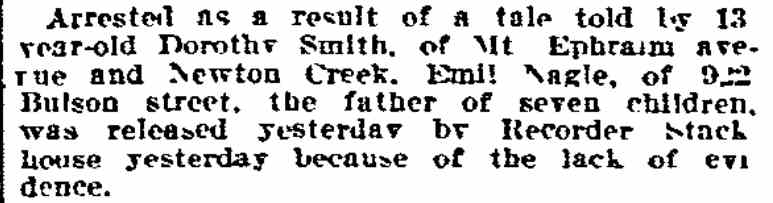Philadelphia Inquirer article about Emil Nagle of 922 Bulson Street, February 9, 1915