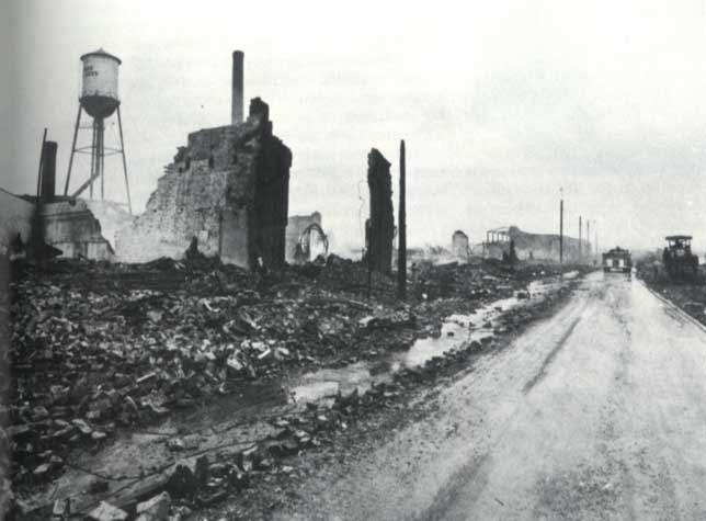 Poet's Row fire ruins, 1972