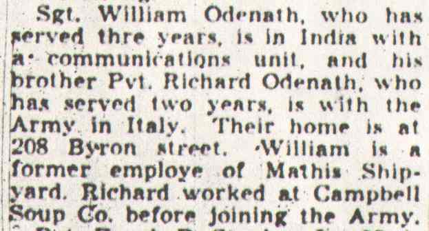 Camden Courier-Post, June 30, 1944 — Odenath Brothers in Service