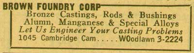 Brown Foundry Corporation, 1041-1045 Cambridge Avenue, NJ Bell Yellow Pages, 1955