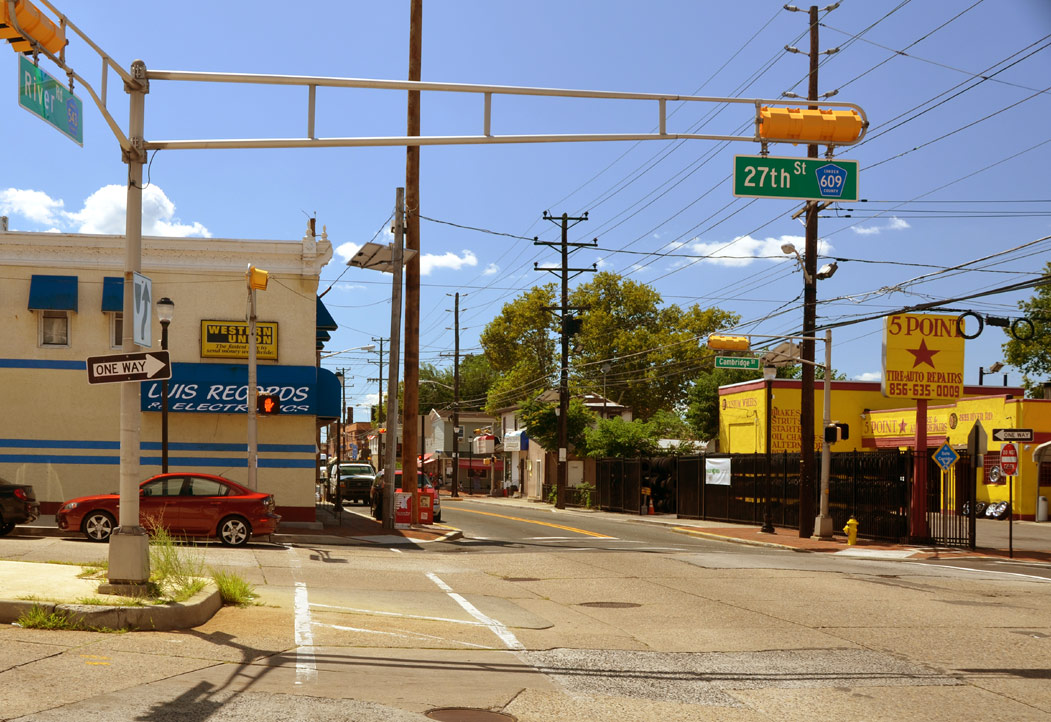 Southeast and southwest corners of River Avenue and Cambridge Avenue, August 22, 2011