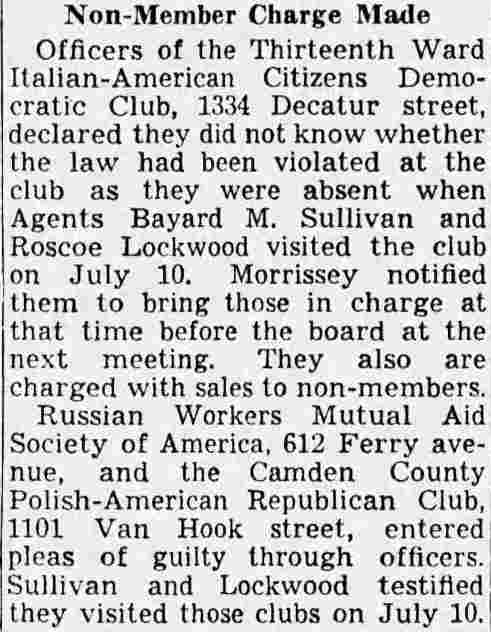 Camden County Polish-American Republican Club, 1101 Van Hook Street, January 24, 1939