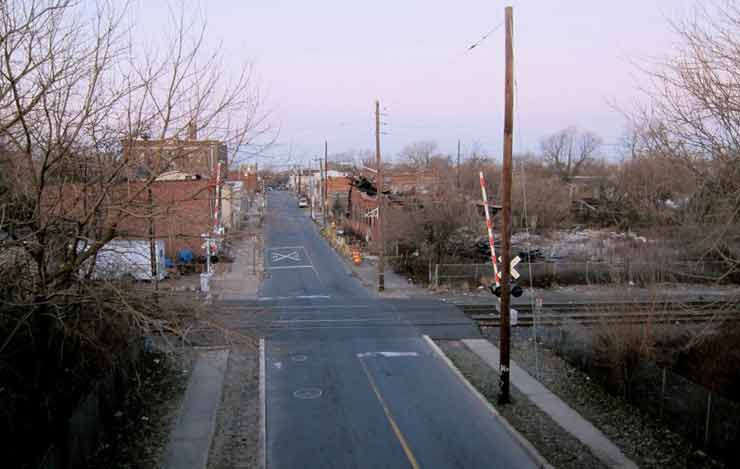 Intersection of Railroad Avenue and Van Hook Street, as seen from Route 676, 2011