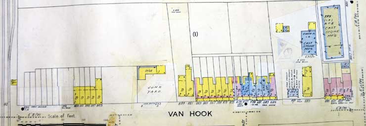 635-699½ Van Hook Street, 1962 Sanborn fire insurance map