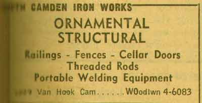 South Camden Iron and Steel Company, 1029 Van Hook Street, 1955 NJ Bell Yellow Pages (detail)