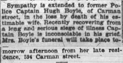 Hugh Boyle, Death of Mrs. Sarah Boyle, Camden Post-Telegram, May 28, 1918