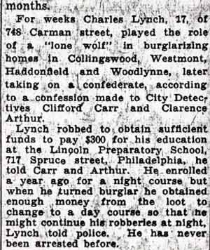 Charles Lynch newspaper clipping continued, Camden Courier-Post, January 24, 1938