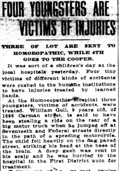 Four Youngsters Are Victims of Injuries, Daily Courier, June 11, 1912