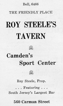 Roy Steele's Tavern, 560 Carman Street, 1939 banquet program advertisement