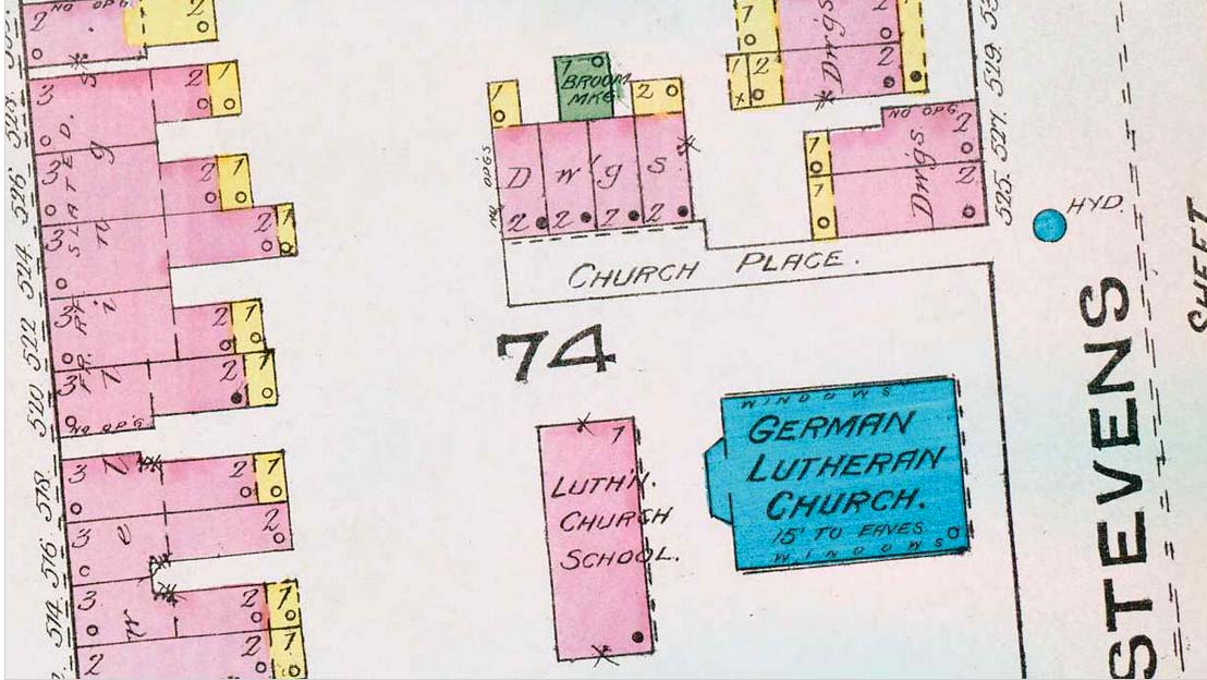 1885 Sanborn Map, Church Place (sheet 2)