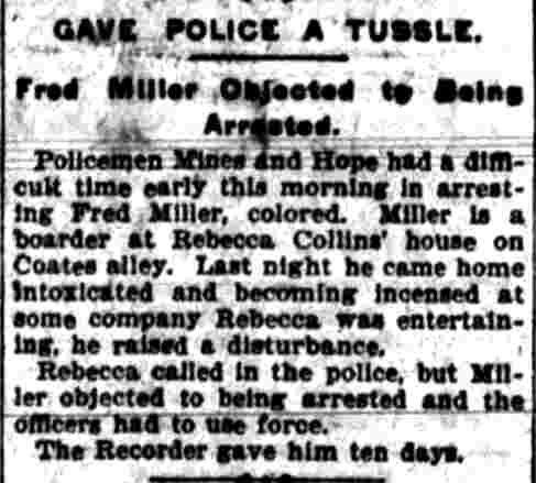 Gave Police a Tussle — Camden Post-Telegram, June 28, 1901