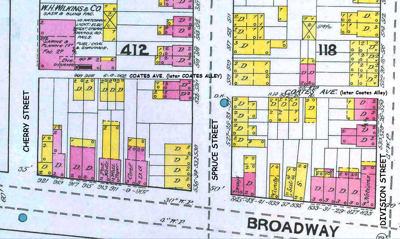 Coates Avenue (present-day Coates Alley) — 1891 Sanborn Map