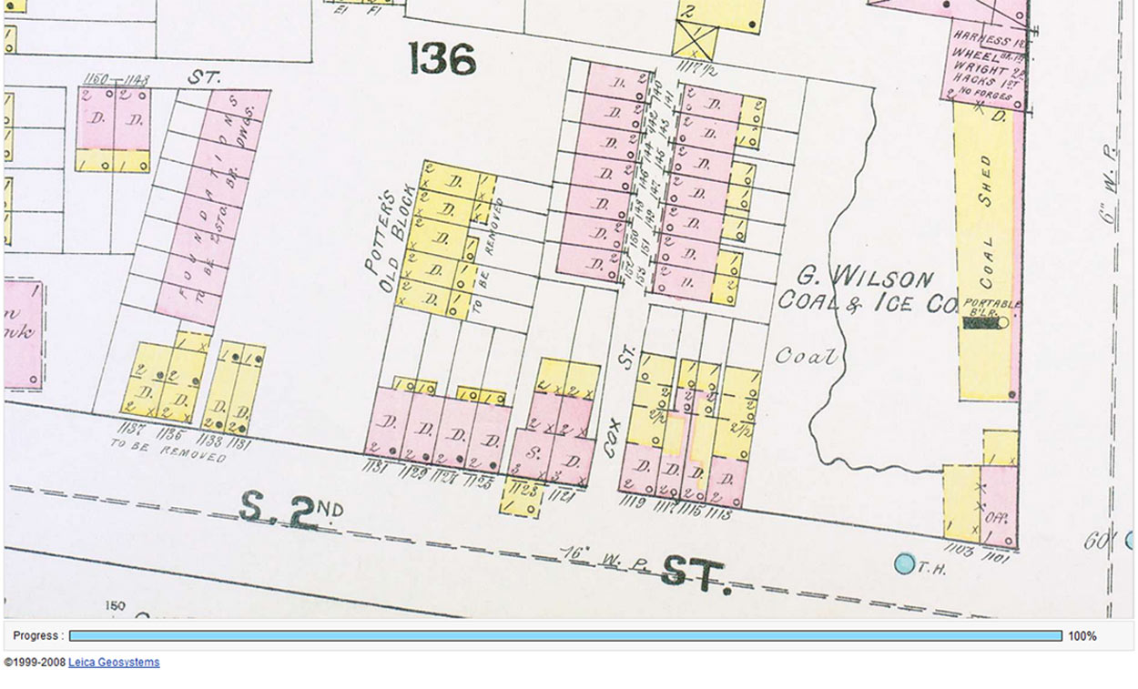 Cox Street area — 1891 Sanborn Fire Insurance Map