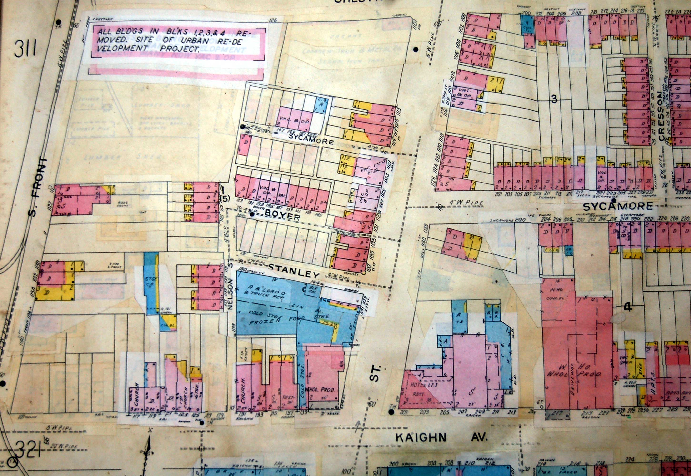 Sanborn Map — North Side of Kaighn Avenue at South 2nd Street, last edited 1963, including Cox Street renamed Sycamore Street