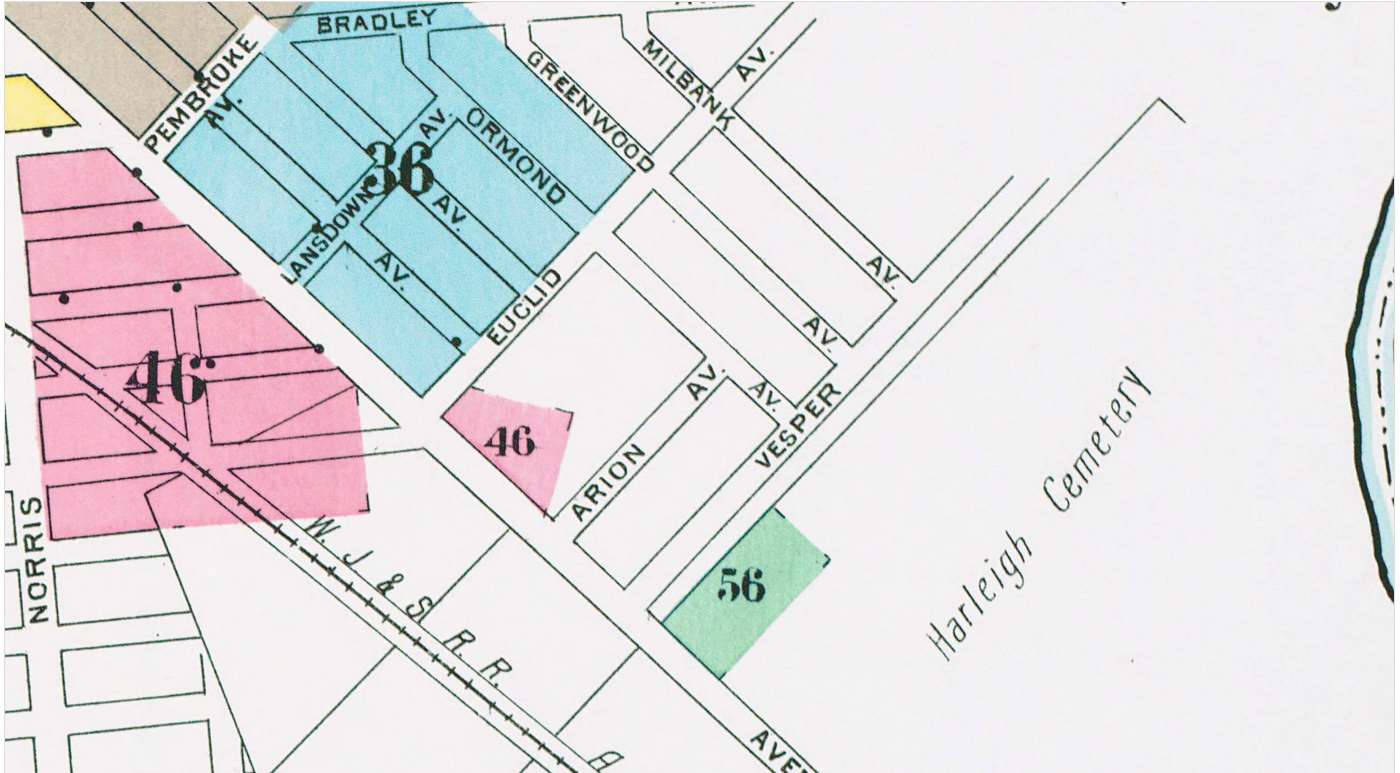1906 Sanborn Map showing Crefeld Street (then Arion Avenue), Camden NJ
