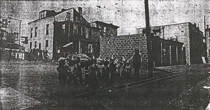 Children from El Centro day care center crossing the vacant lot at 123–127 Danenhower Street — Camden Courier-Post, November 1, 1973