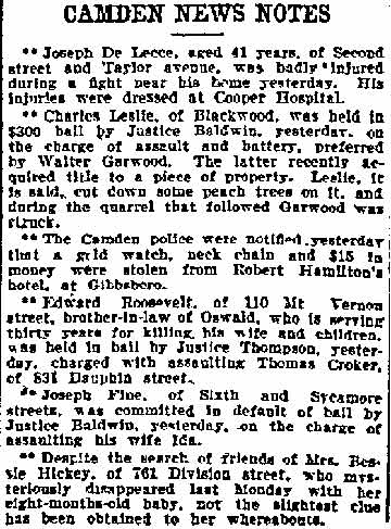 Camden News Notes — Thomas Croker, 831 Dauphin Street — Philadelphia Inquirer, July 2, 1905