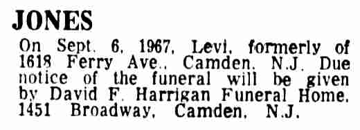 Levi Jones — Death Notice
