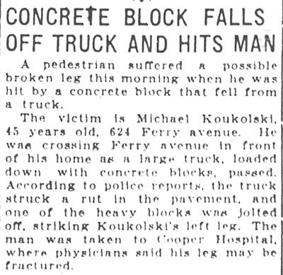 Concrete Block Falls Off Truck and Hits Man