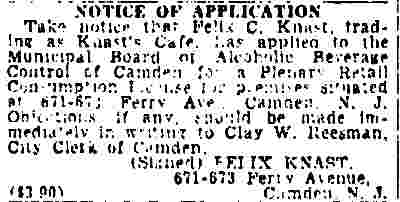 Notice of Application — Knast Cafe