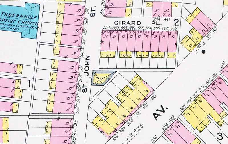 Girard Place on the 1906 Sanborn fire insurance map