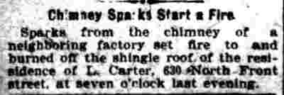 Chimney Sparks Start a Fire, Camden Daily Courier, June 23, 1899