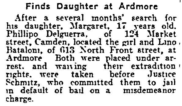Finds Daughter at Ardmore, Philadelphia Inquirer, July 27, 1917