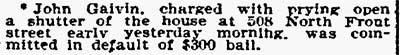John Galvin held for house breaking, Philadelphia Inquirer, September 30, 1897