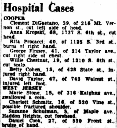 Hospital Cases — Camden Courier-Post, February 3, 1956