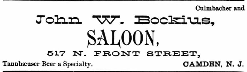John W. Bockius saloon, 517 North Front Street, 1906