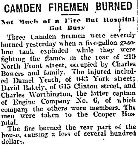 Newspaper reference to Charles Bowers of 219 North Front Street, Philadelphia Inquirer, March 13, 1912