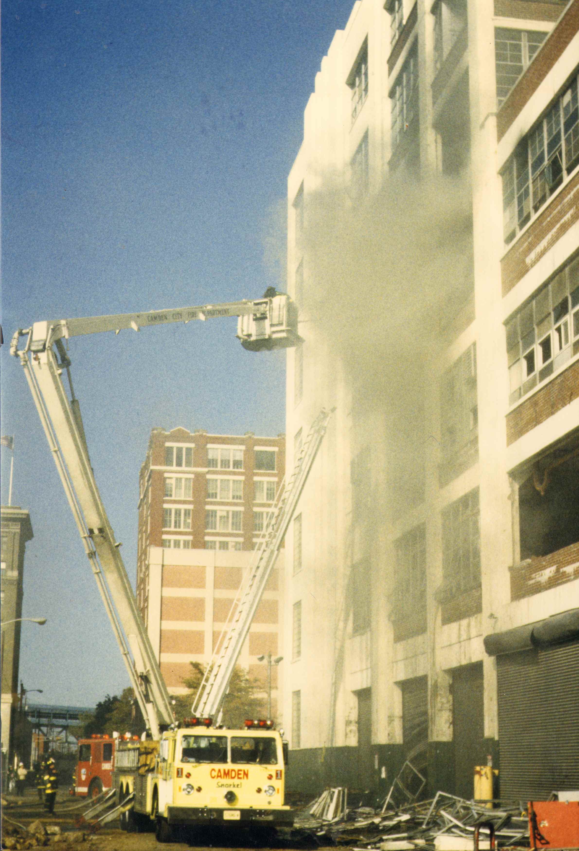 Camden Fire Department Ladder Company 1 at Campbell Soup plant fire, 1992