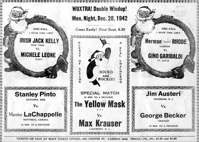Wrestling advertisement, December 1942