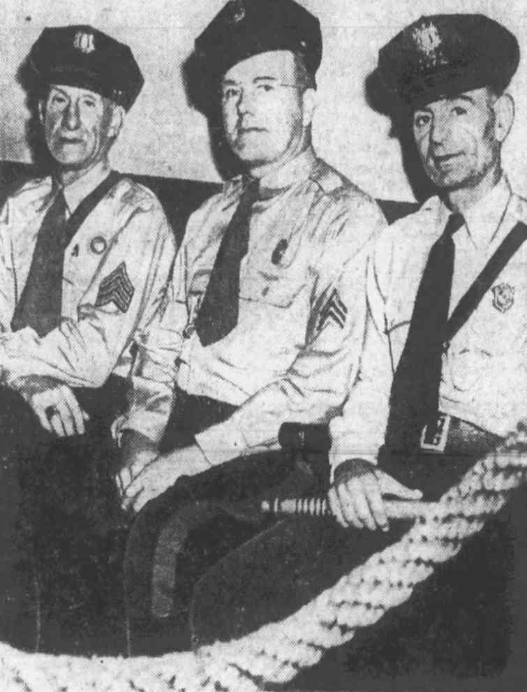 Traffic sergeants and a park guard waiting to be called, 1948