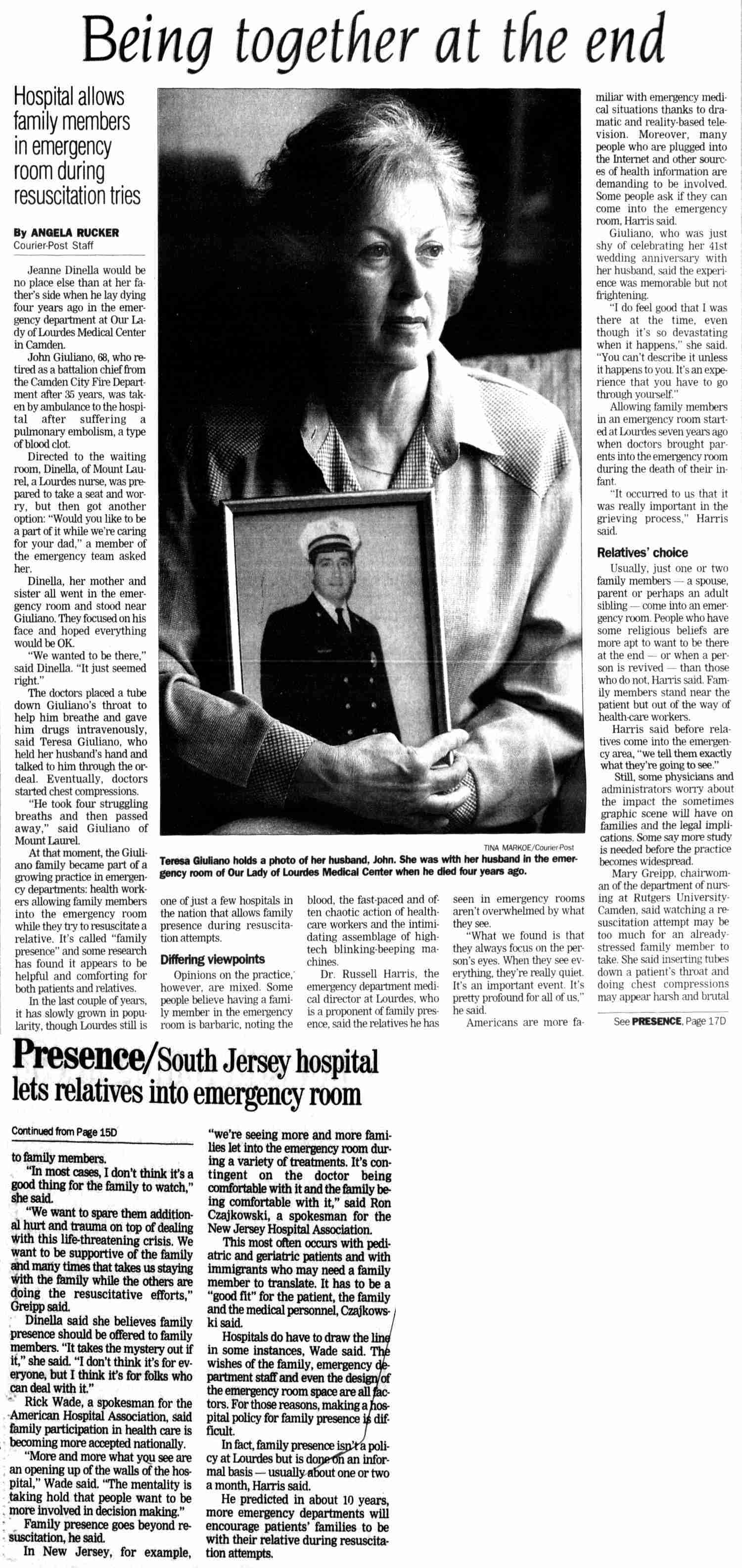 Being Together at the End — Camden Courier-Post, May 24, 2000 (full clipping)