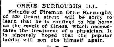Orrie Burroughs Ill, Camden Daily Courier, October 9, 1912