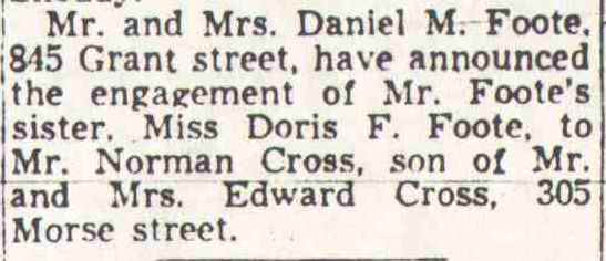 Foote-Cross Engagement, April 15, 1950