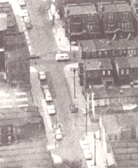 Aerial view south over Pyne Point, 1965, Grant Street first cross street