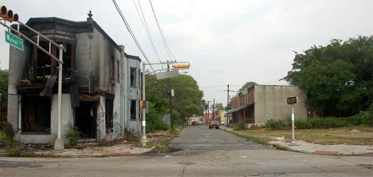 Looking east on Walnut Street from Haddon Avenue, July 29, 2011