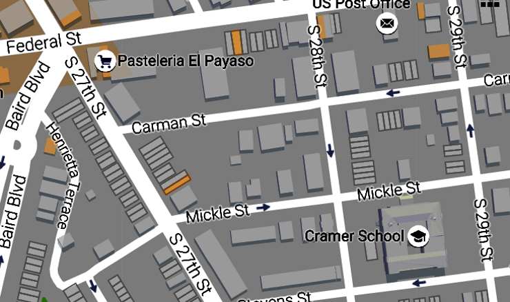 Map showing Henrietta Terrace in East Camden