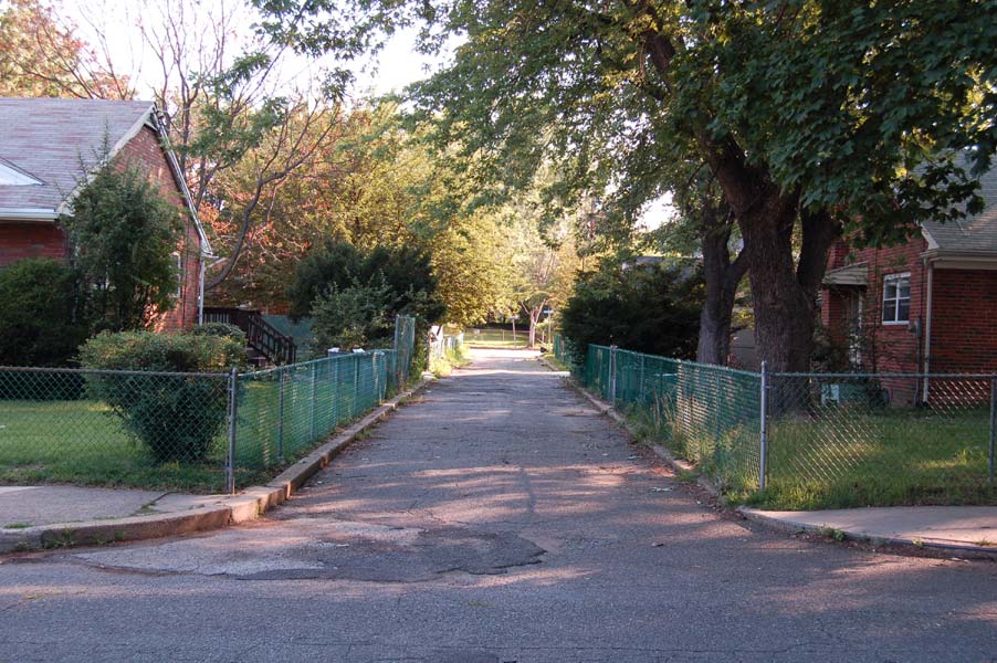 Looking down Ella Street from Hillside Avenue, July 7, 2006