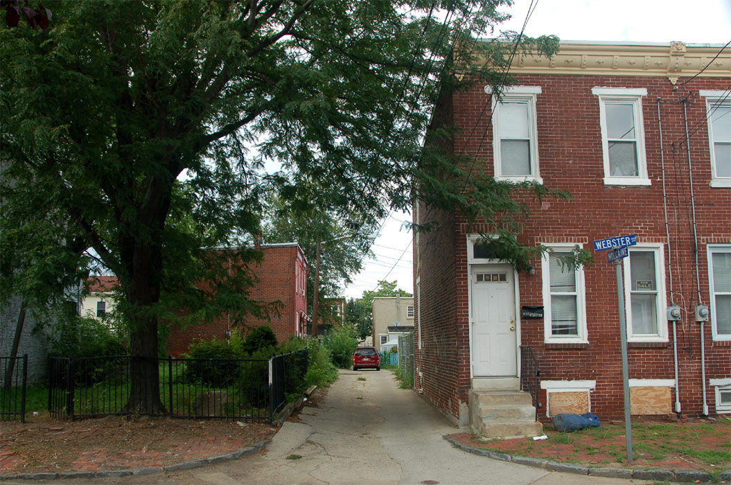 Looking north on Holcaine Avenue from Webster Street, August 5, 2011
