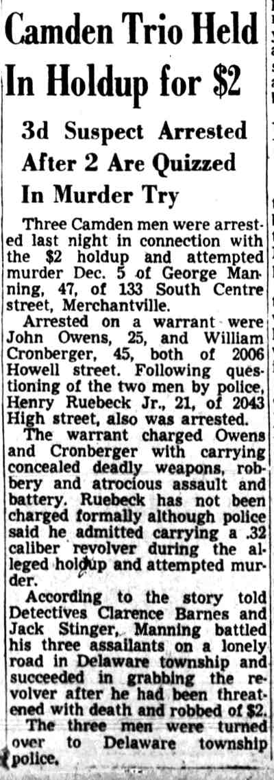 Camden Trio Held In Holdup for $2
