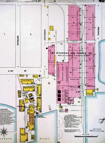 1906 Sanborn map showing the foot of Jefferson Street