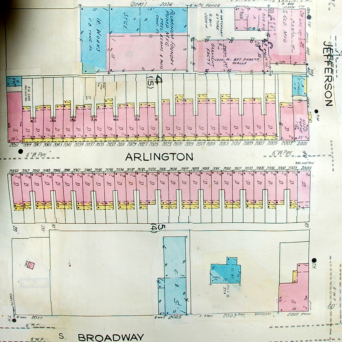 Arlington Street at Jefferson Street — Sanborn map