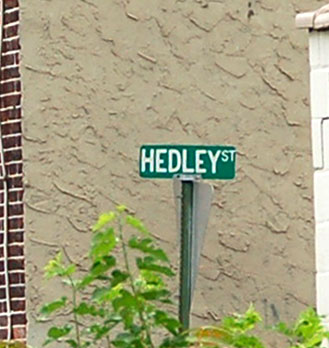 Hedley Street sign at Jefferson Street