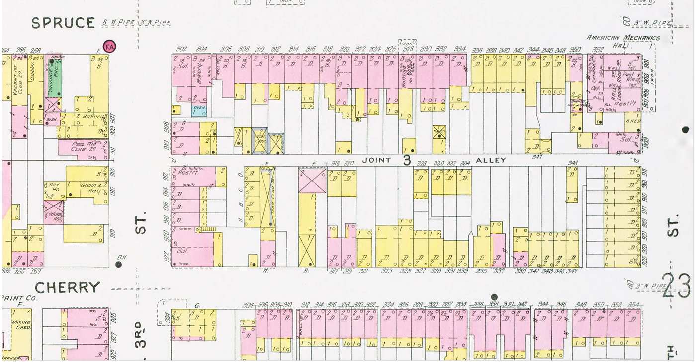 1906 Sanborn fire insurance map of Joint Alley